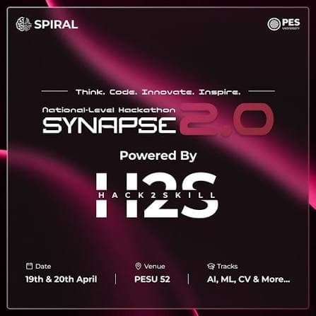 SYNAPSE 2.0 hackathon poster.
